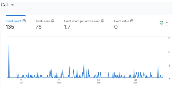 SEO lead actions showing 135 call enquiries