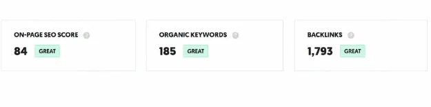 SEO performance snapshot for the facility management and security services website