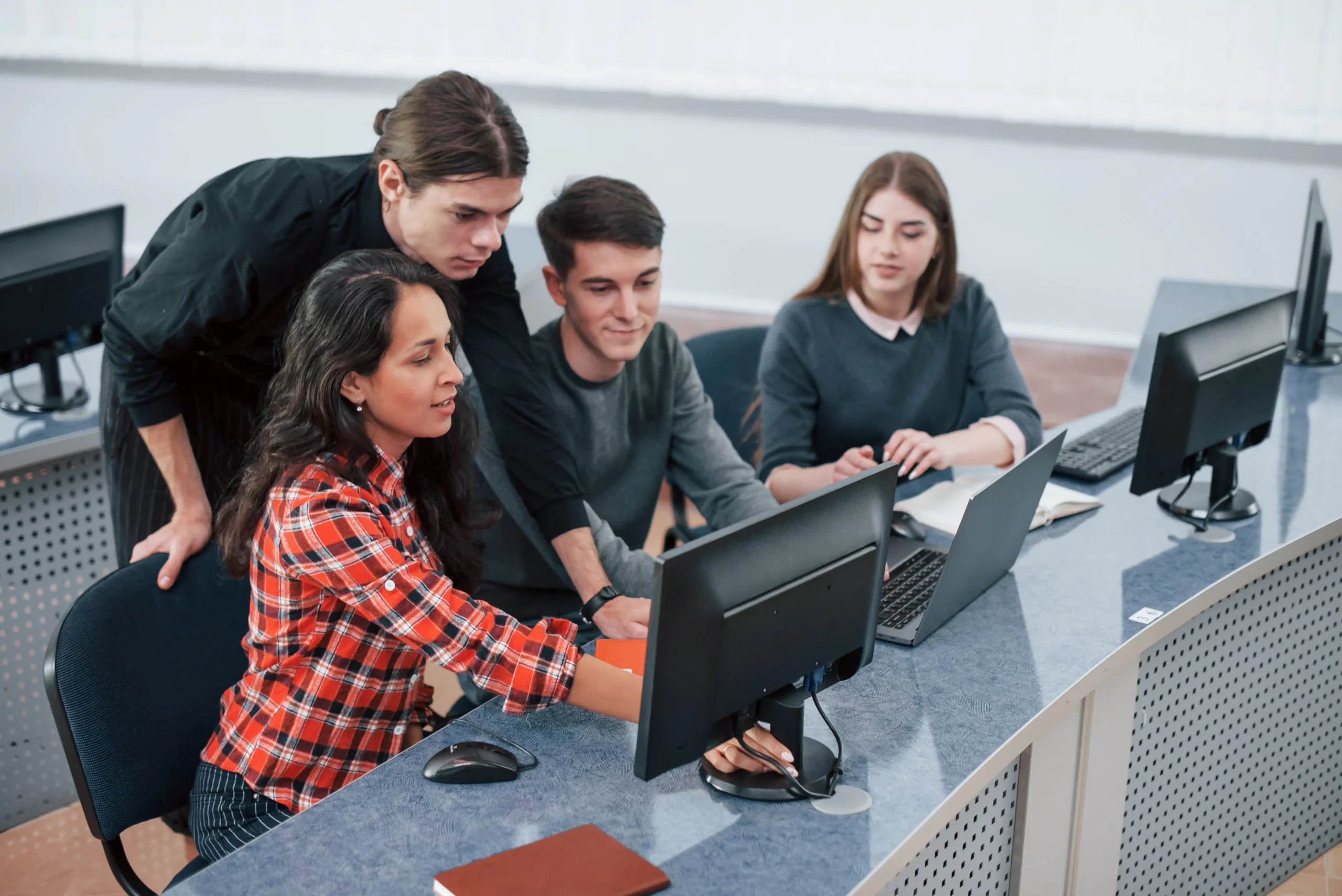 A team working together in a modern office